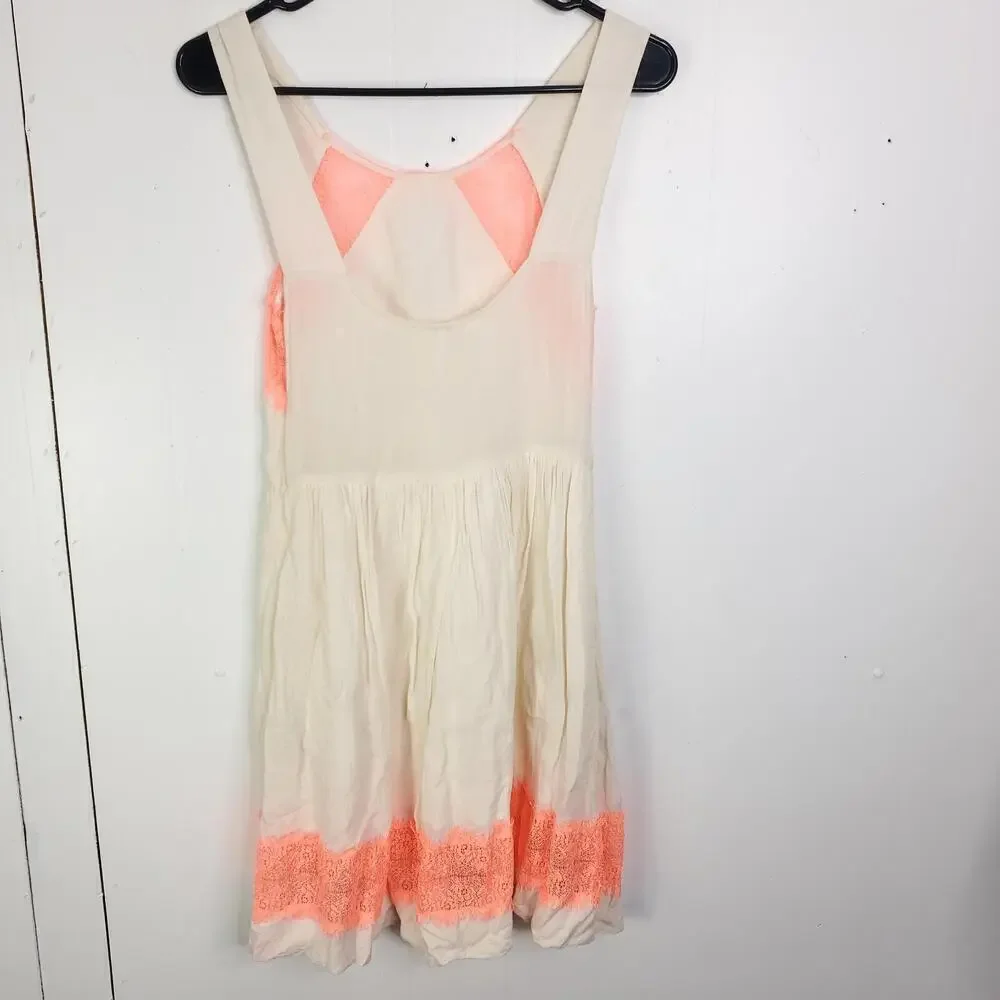 Free People Dress Womens 2 Lace Sheel Inlays Short Skater Fit Flare Side Zip